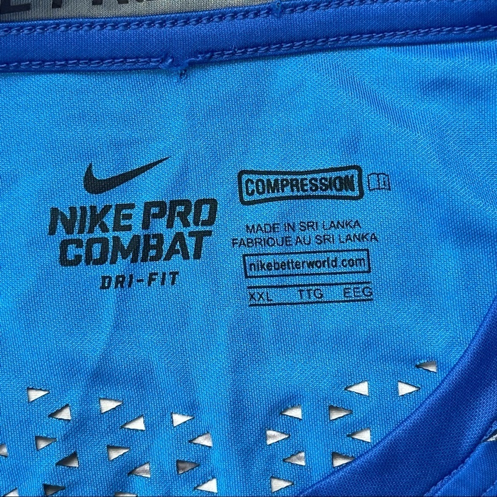 ✅ Nike Pro Combat Dri Fit Compression Cut Out Back blue tee shirt for women XXL - Picture 6 of 14